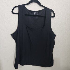 Kristin Nicole Tank Top Womens 2X Black Sleeveless Square Neckline